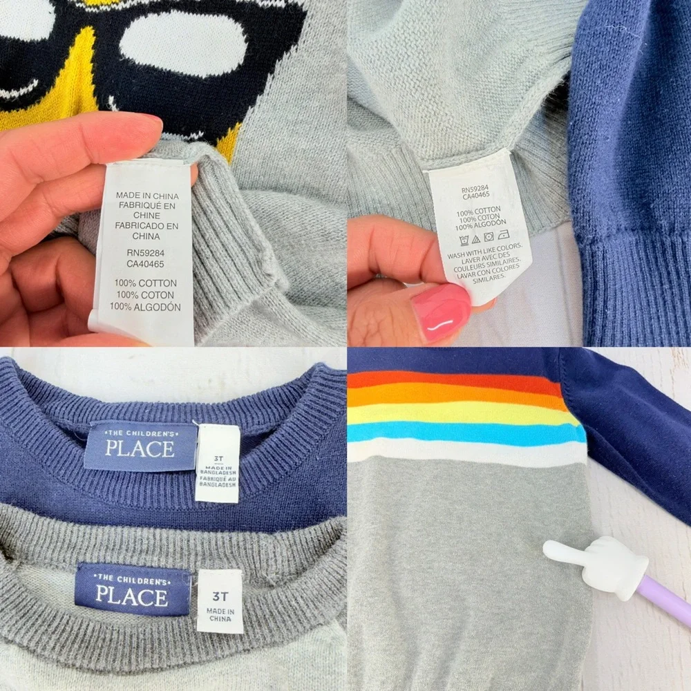 Children’s Place 2pc Sweater Bundle Emoji Rainbow Boys 3T‎